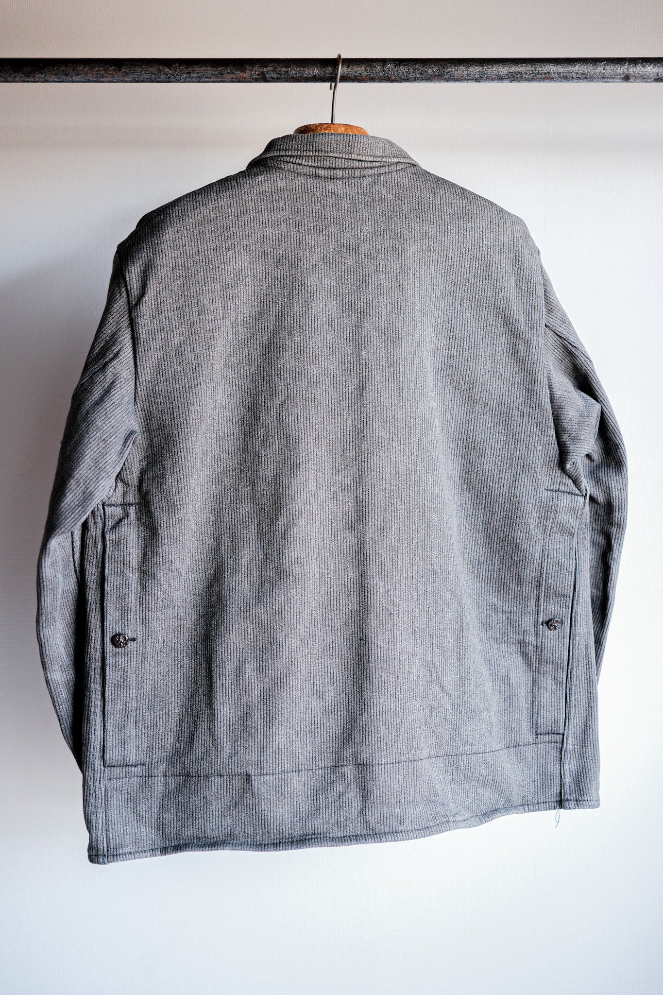 ［~60's］French Vintage Brown Gray Salt & Pepper Cotton Pique Hunting Jacket "Le Mont St. Michel"