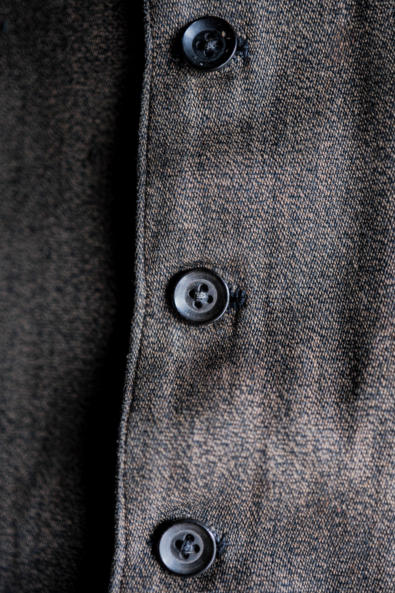 ［~50's］French Vintage Brown Salt & Pepper Cotton Work Gilet