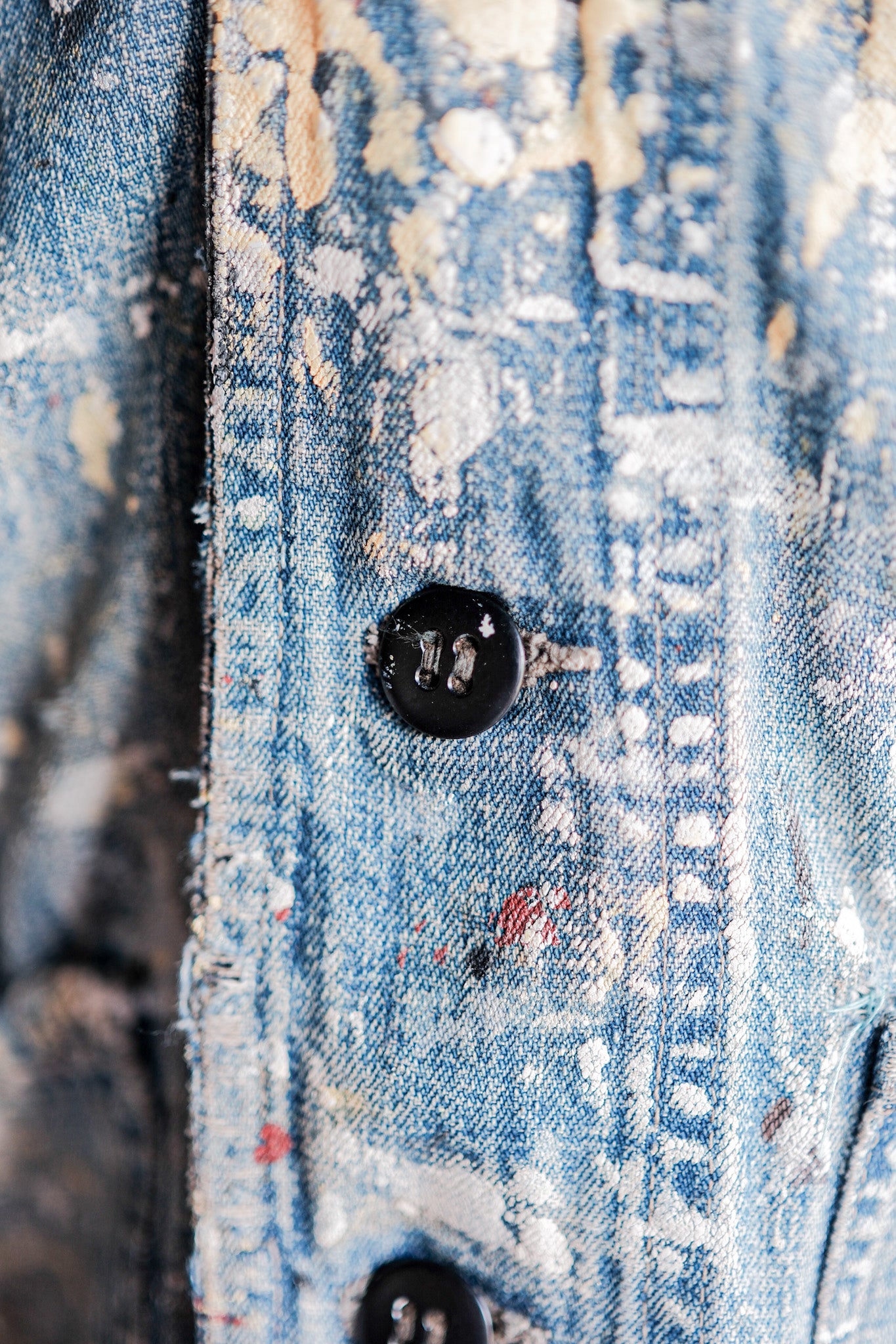 ［~40’s］U.S.NAVY Shawl Collar Denim Coverall “Crazy Paint”