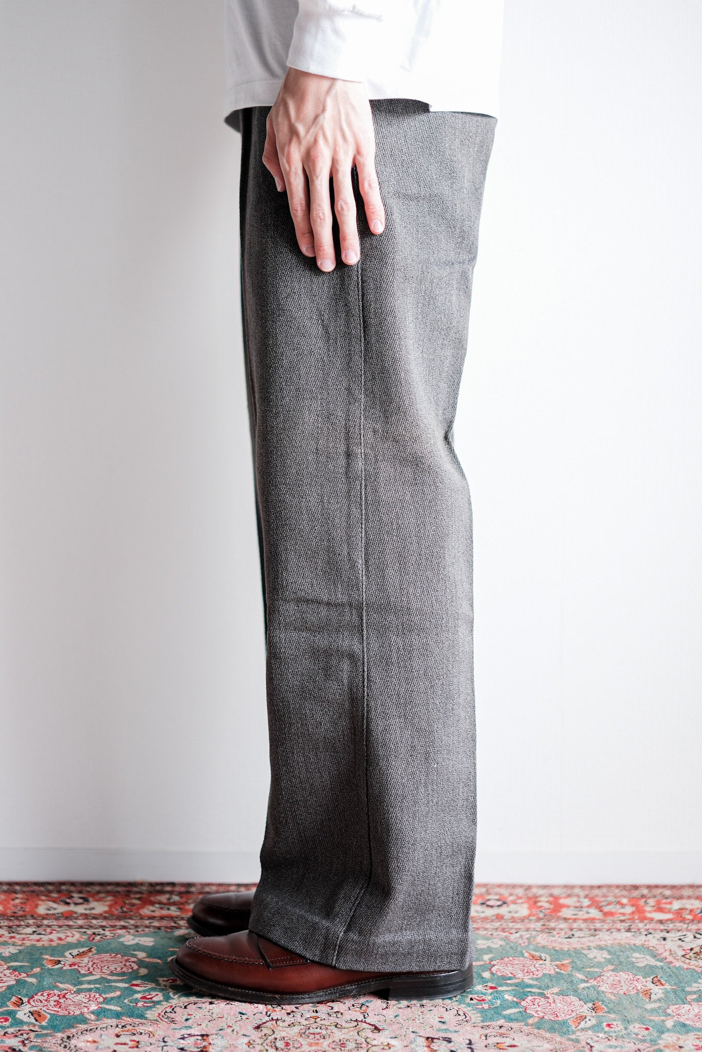 【~30's】French Vintage Salt & Pepper Cotton Twill Work Pants "Dead Stock"