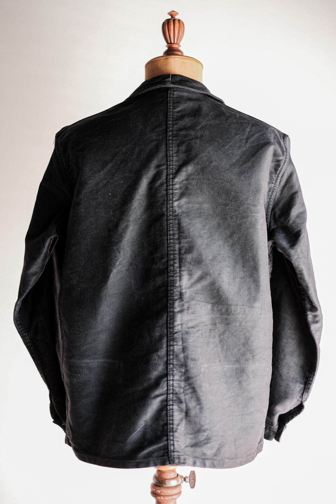 [~ 60's] French vintage noire moleskin work taille veste.50