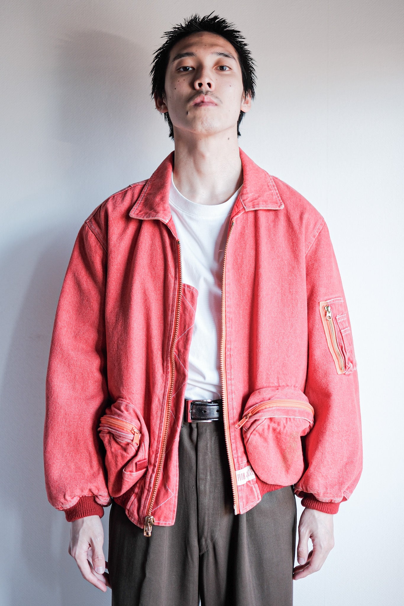 [~ 90 년대] Old Pink House Red Denim Blouson