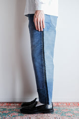 【~30's】French Vintage Blue Moleskin Work Pants "Patchwork"