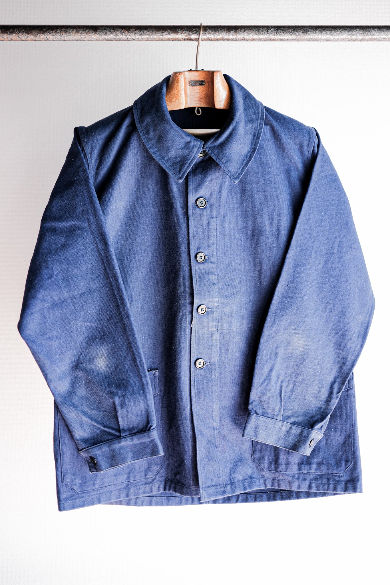［~50's］French Army Blue Cotton Linen Twill Work Jacket