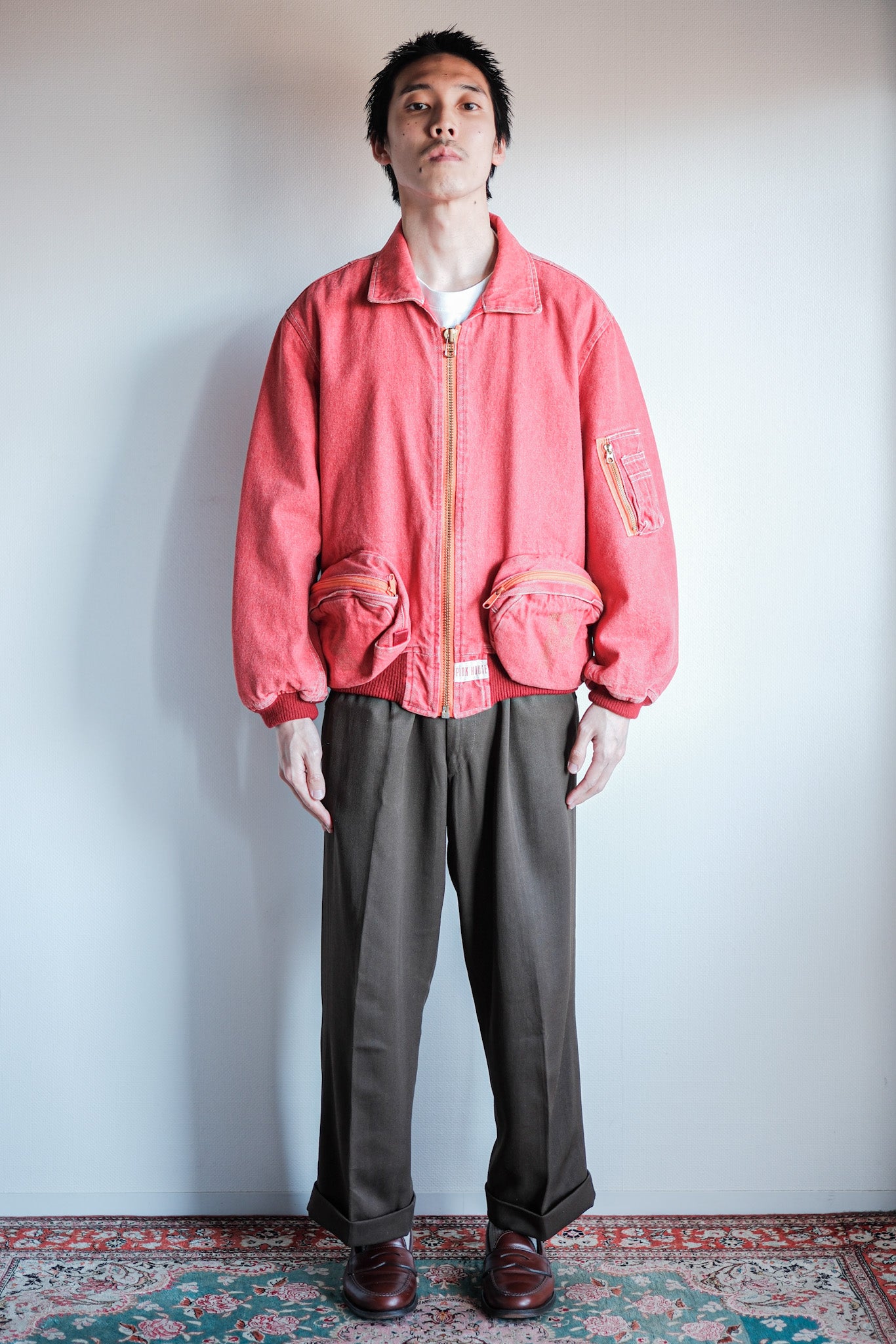 [~ 90 년대] Old Pink House Red Denim Blouson