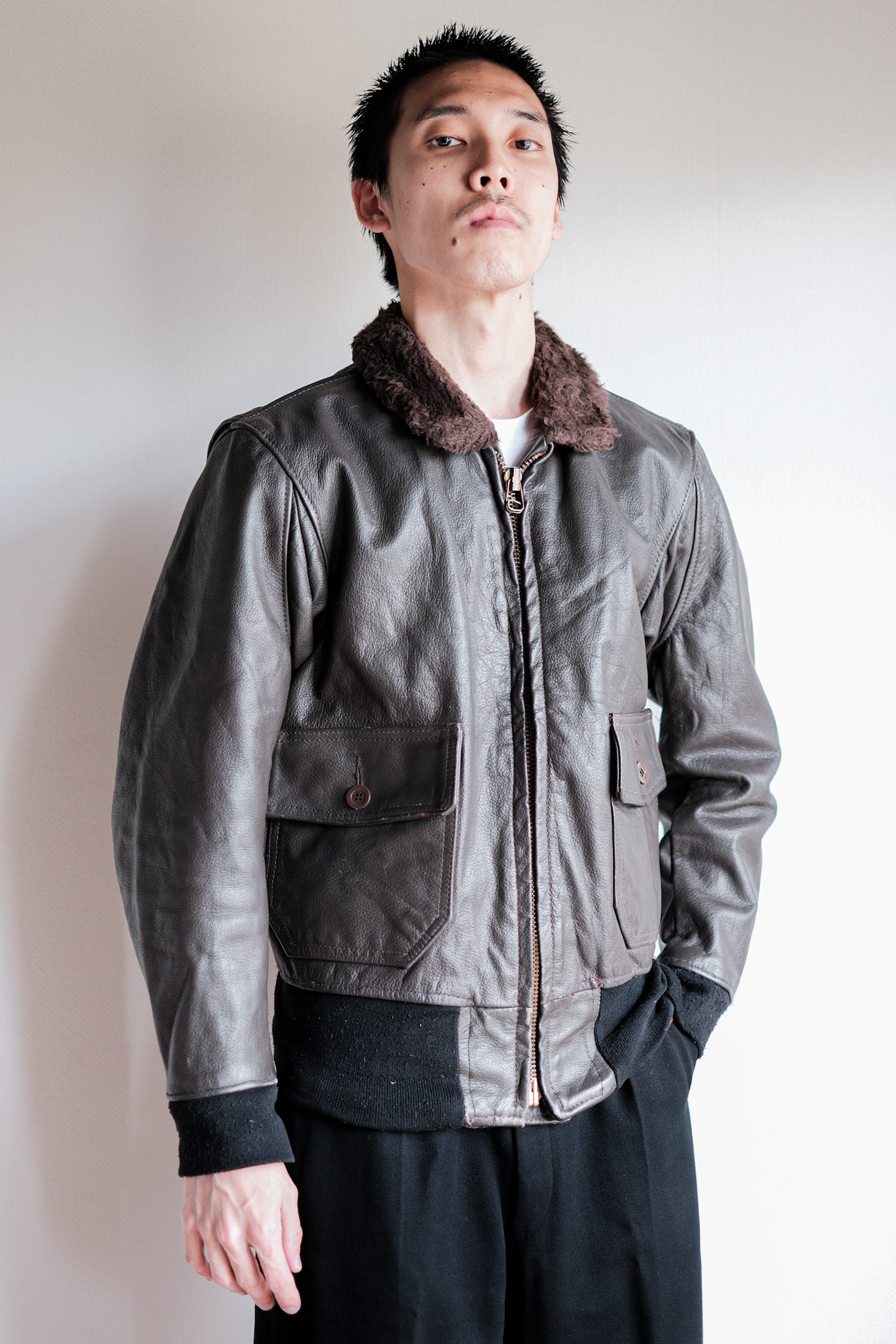 【~60's】U.S.NAVY G-1 Leather Flight Jacket Size.36