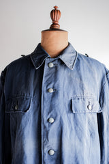 [~40's] เสื้อแจ็คเก็ตผ้าฝ้ายลาย Drillich Indigo ของกองทัพเรือเยอรมัน "Kriegsmarine"