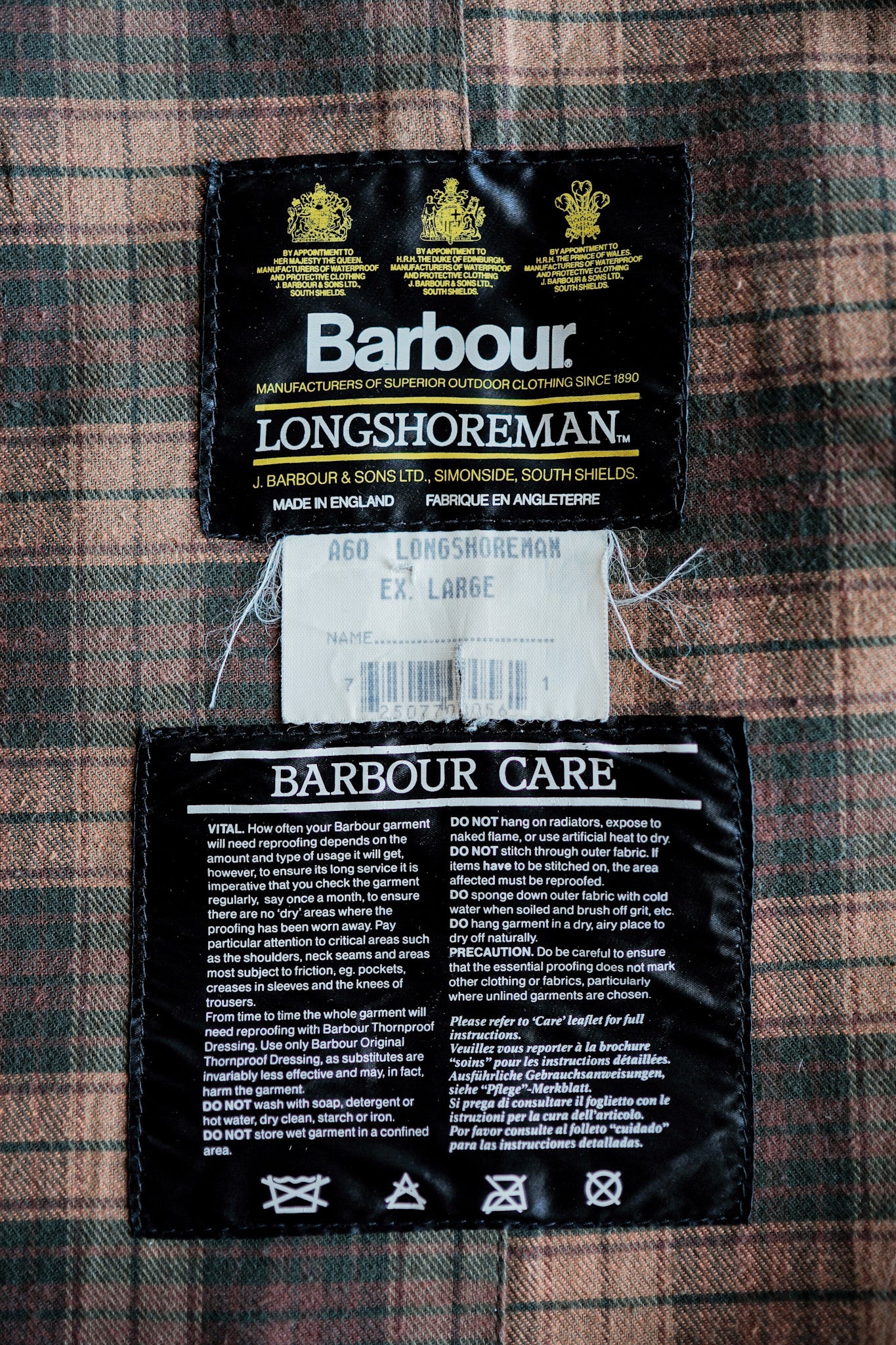 [~ 90's] Barbour vintage "Longshoreman" 3 Crest Size.ex Large