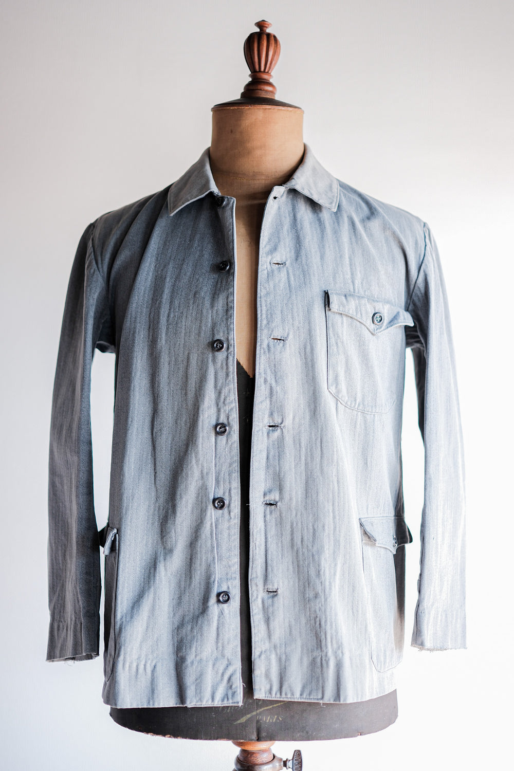 ［~50's］Europe Vintage Salt & Pepper HBT Cotton Work Jacket "6 Buttons"