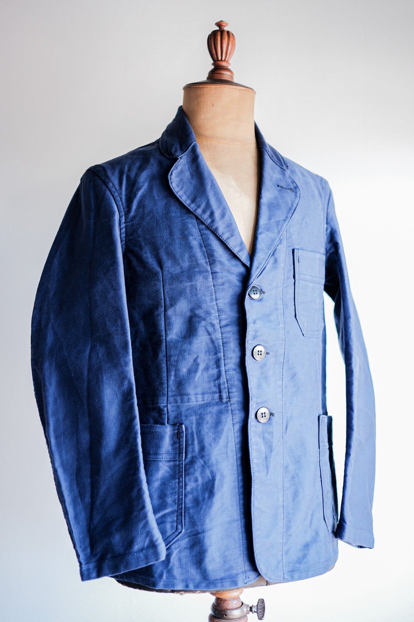 【~60’s】French Vintage Blue Moleskin Lapel Work Jacket "VETVOR"