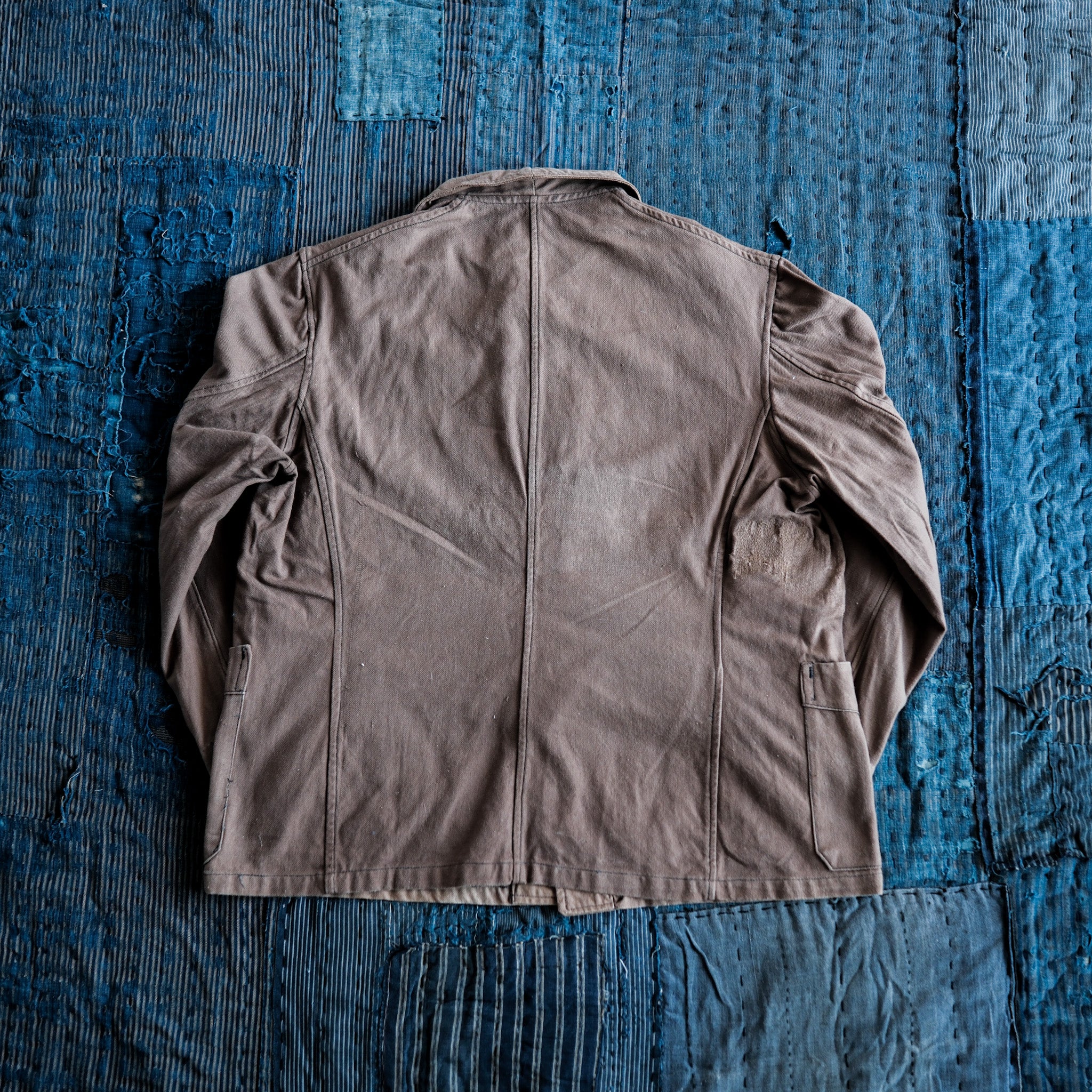 [~ 40's] French Vintage Brown Cotton Twill Work Jacket
