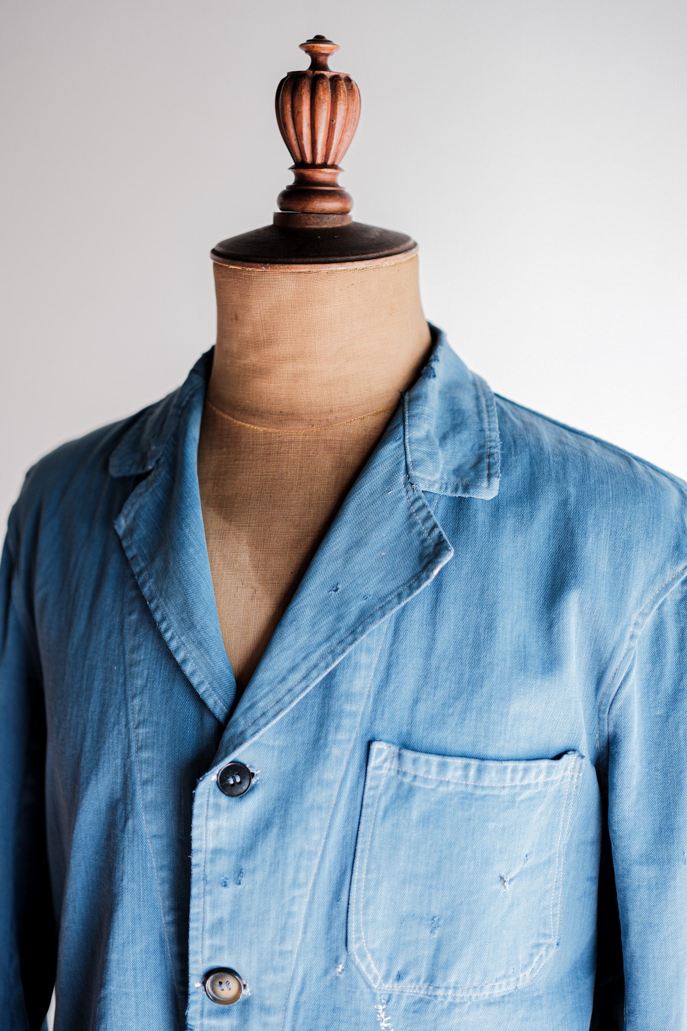 ［~40’s］French Vintage Indigo Cotton Twill Lapel Work Jacket