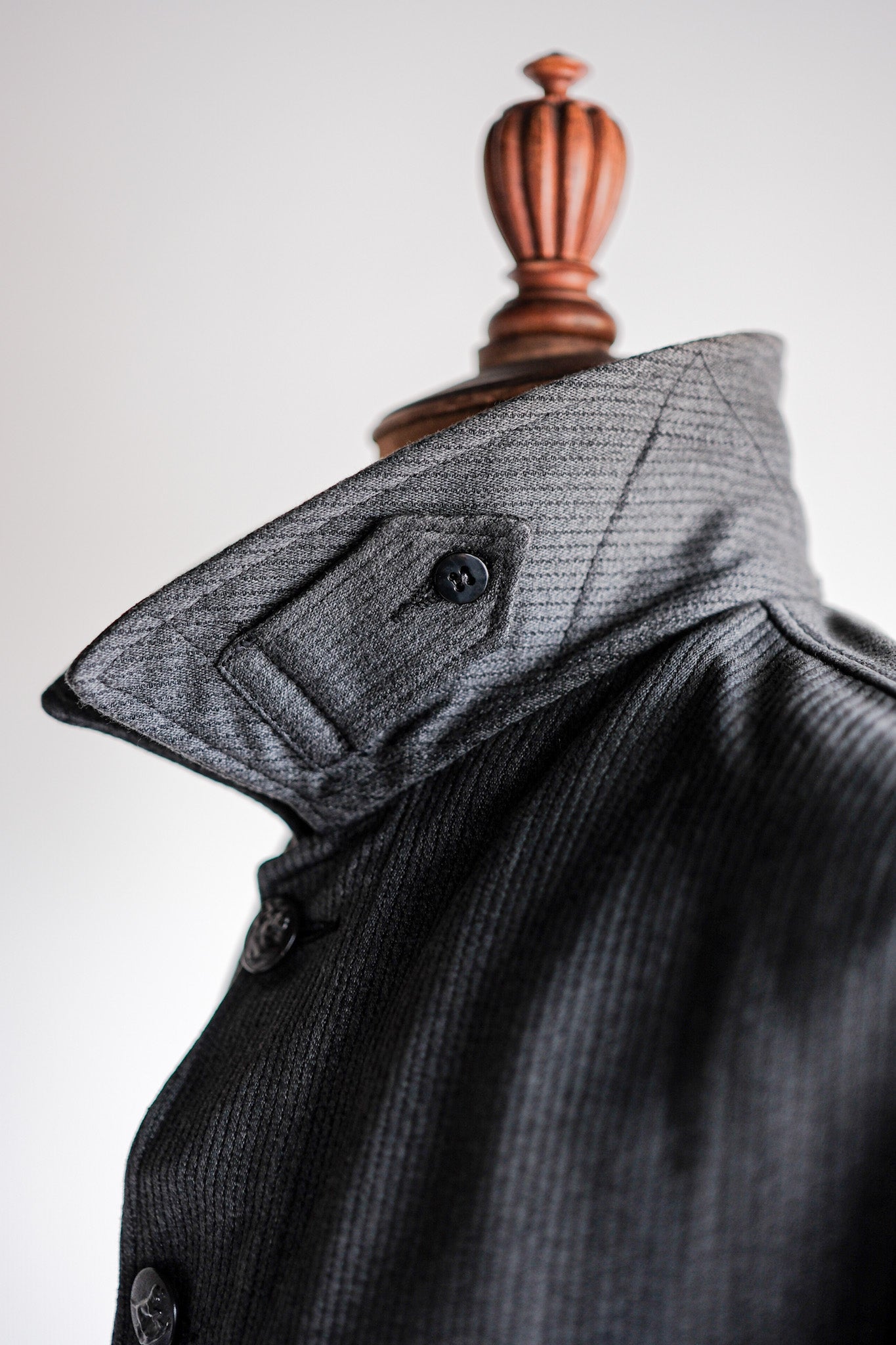 ［~50's］French Vintage Gray Cotton Pique Hunting Jacket With Chin Strap "Dead Stock"