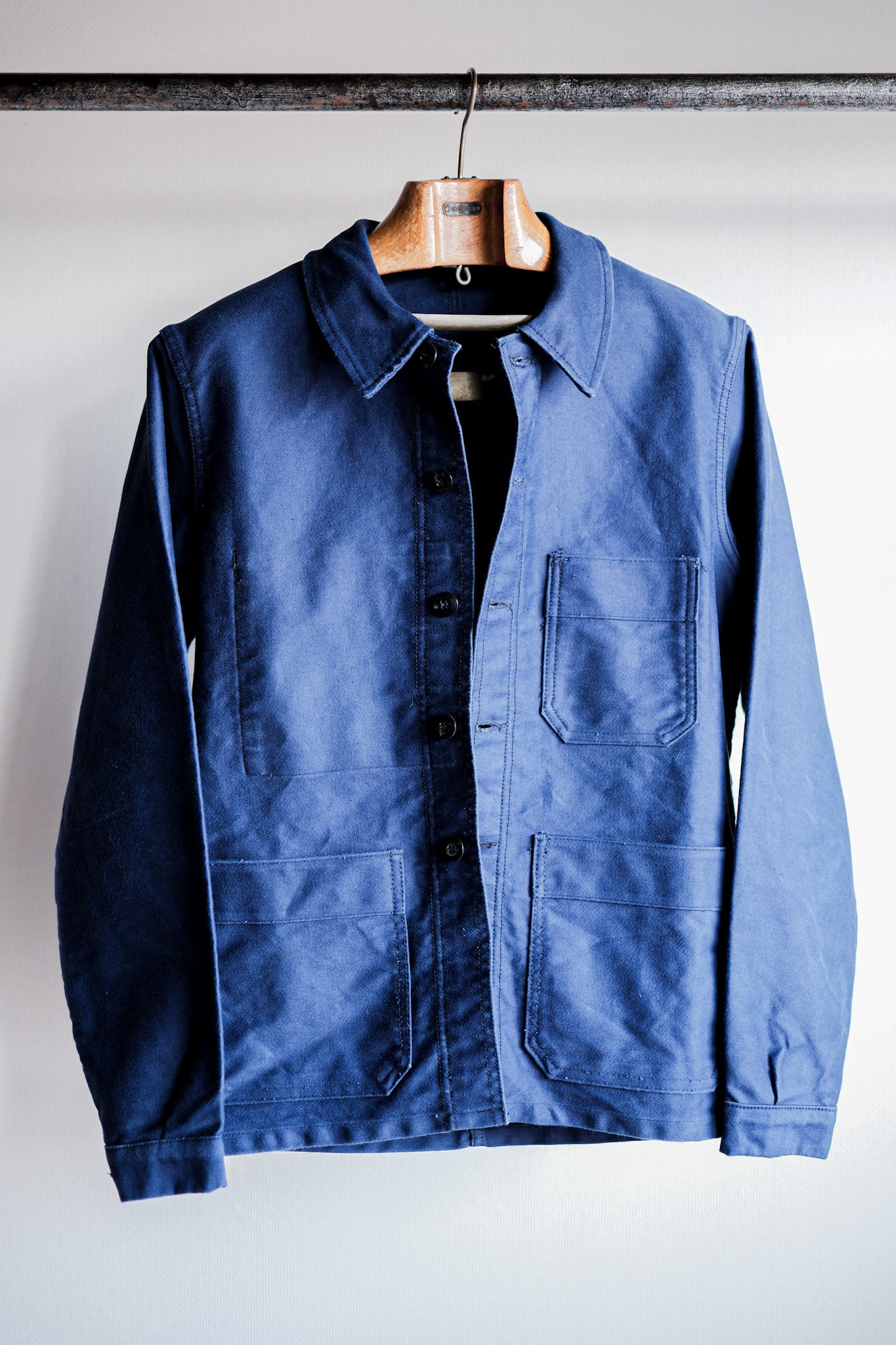 [~ 70's] French vintage bleu moleskin work taille veste.40 "Le Mont Start. Michel"