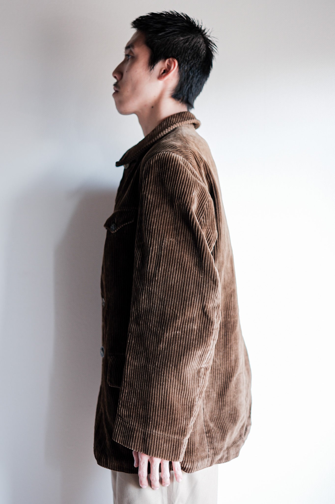 40's】French Vintage Brown Corduroy Gamekeeper Hunting Jacket