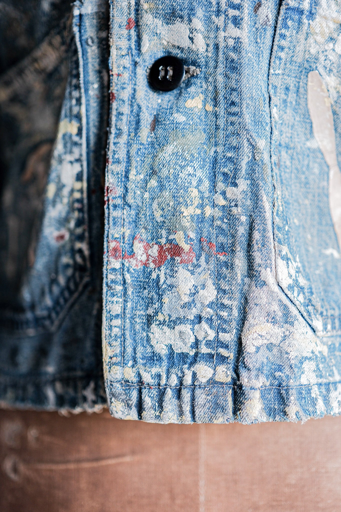 ［~40’s］U.S.NAVY Shawl Collar Denim Coverall “Crazy Paint”