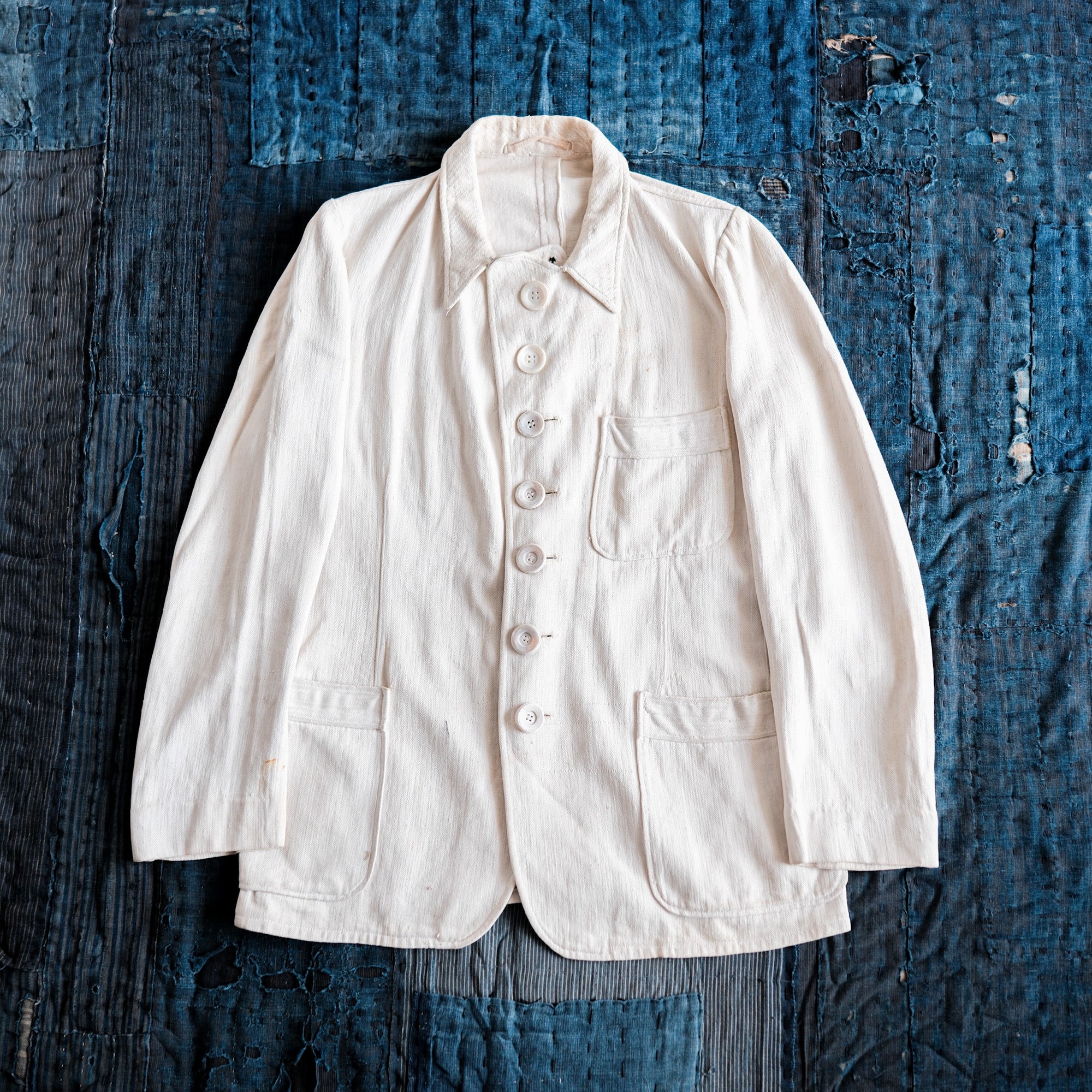［~30's］German Army Drillich HBT Linen Jacket "Unusual Pattern"
