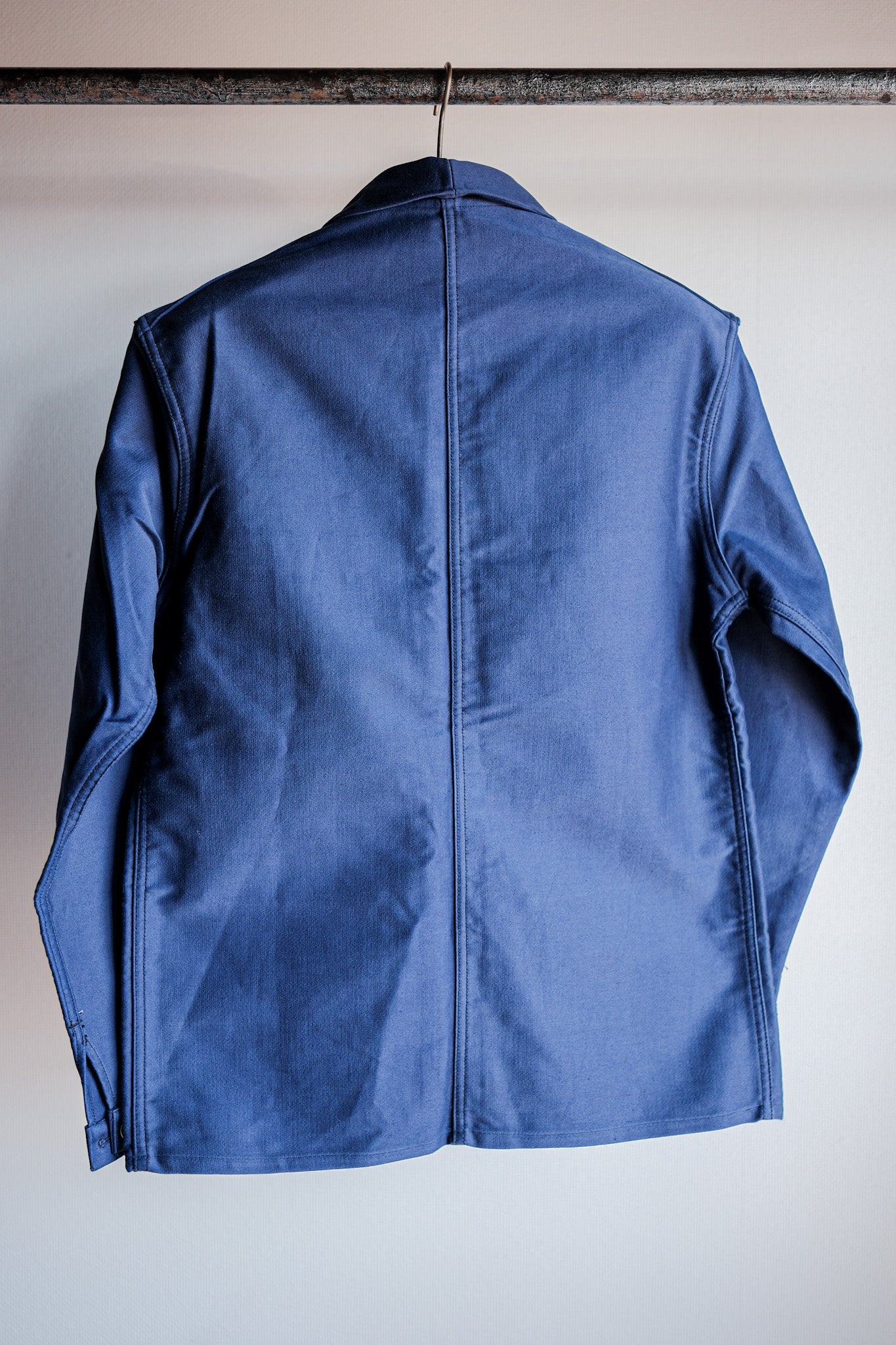 【~50’s】French Vintage Blue Moleskin Work Jacket Size.44 "Le Mont St. Michel" "Dead Stock"