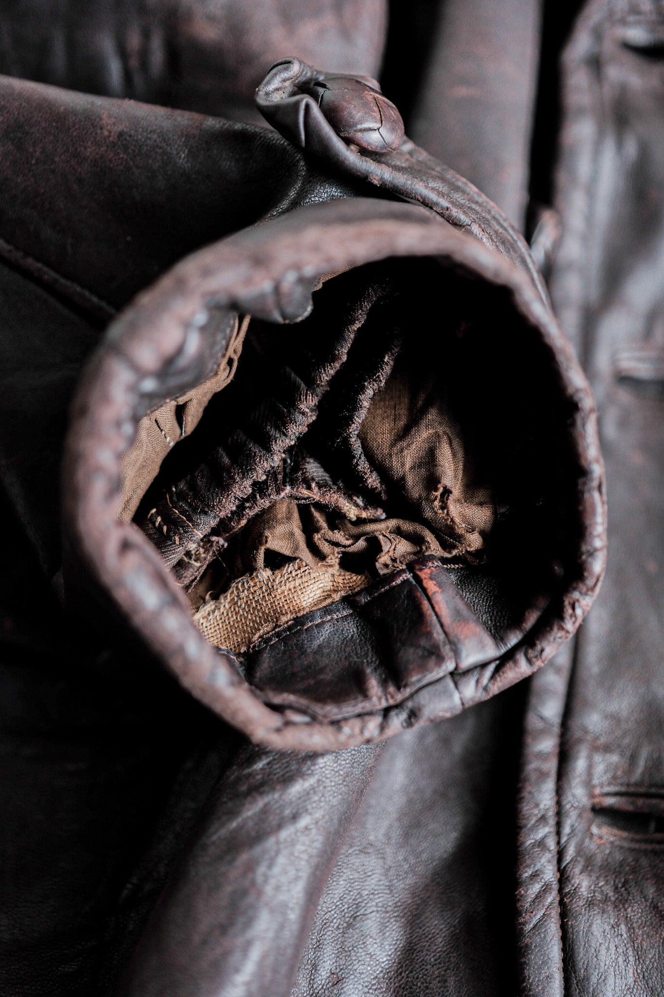 【~30's】German Vintage Double Breasted Motorcycle Leather Jacket