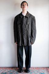 [~30's] French Vintage Grey Wool Hunting Jacket With Chin Strap "Boro"