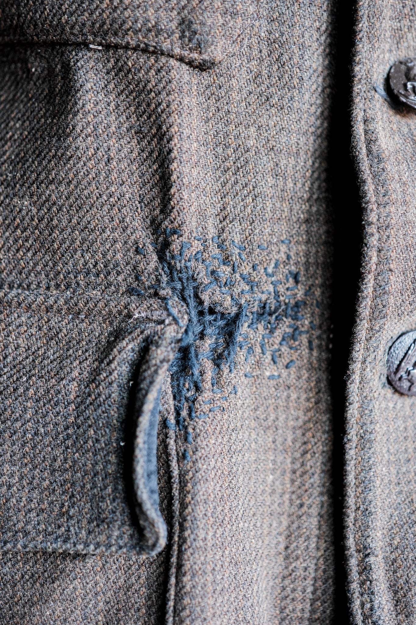 [~ 30's] Veste de chasse en laine brune vintage française "Boro"