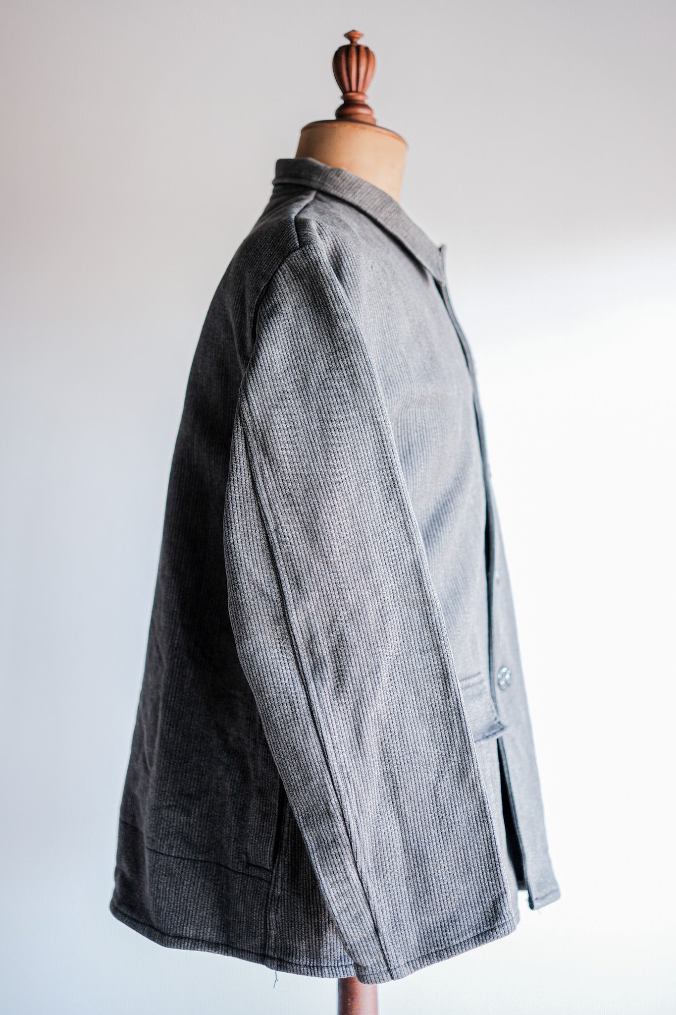 ［~60's］French Vintage Brown Gray Salt & Pepper Cotton Pique Hunting Jacket "Le Mont St. Michel"