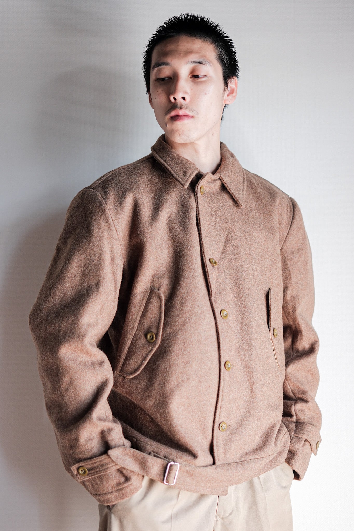【~50's】French Army Wool Jacket With Chin Strap Size.42 "Dead Stock"