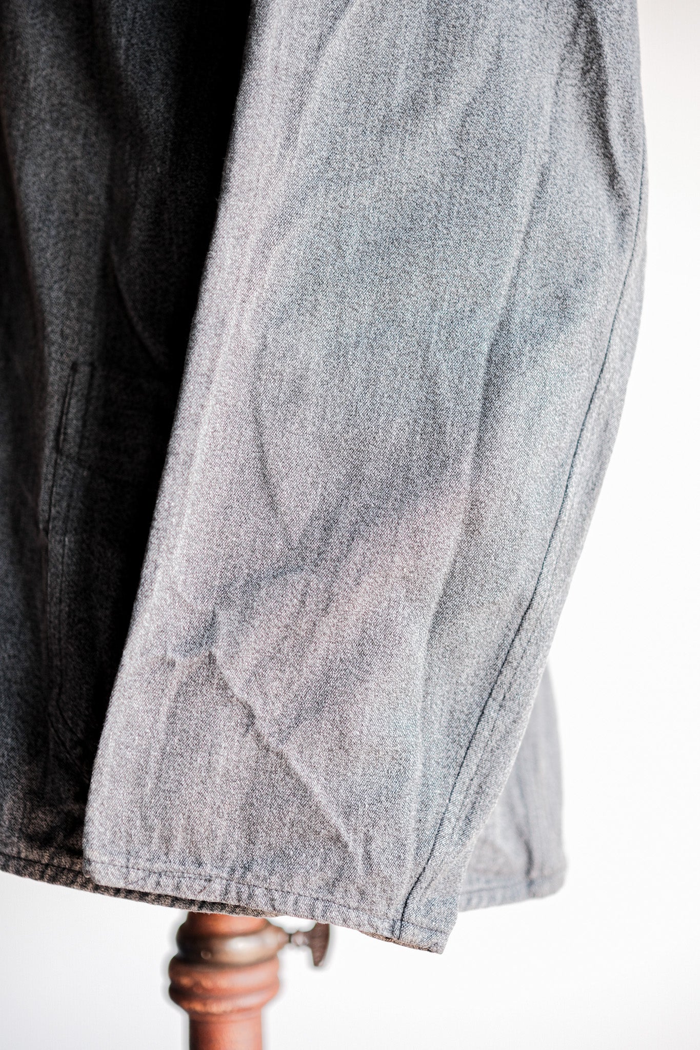 ［~40’s］French Vintage Salt & Pepper Cotton Lapel Work Jacket