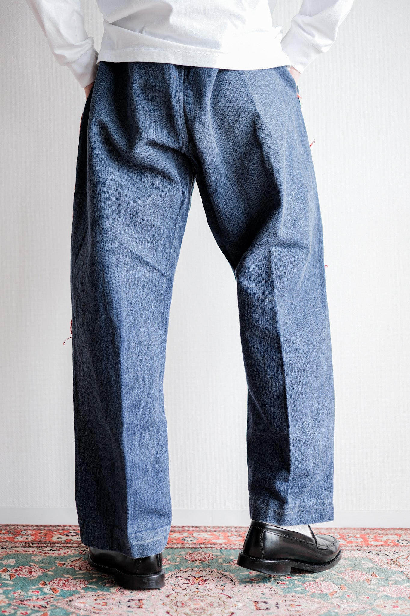 ［Early 20th C］French Vintage Indigo HBT Linen Firefighter Trousers