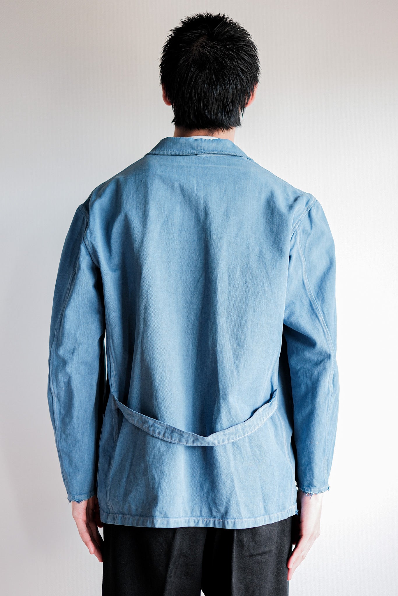 [〜40年代]法國復古靛藍棉花翻領夾克