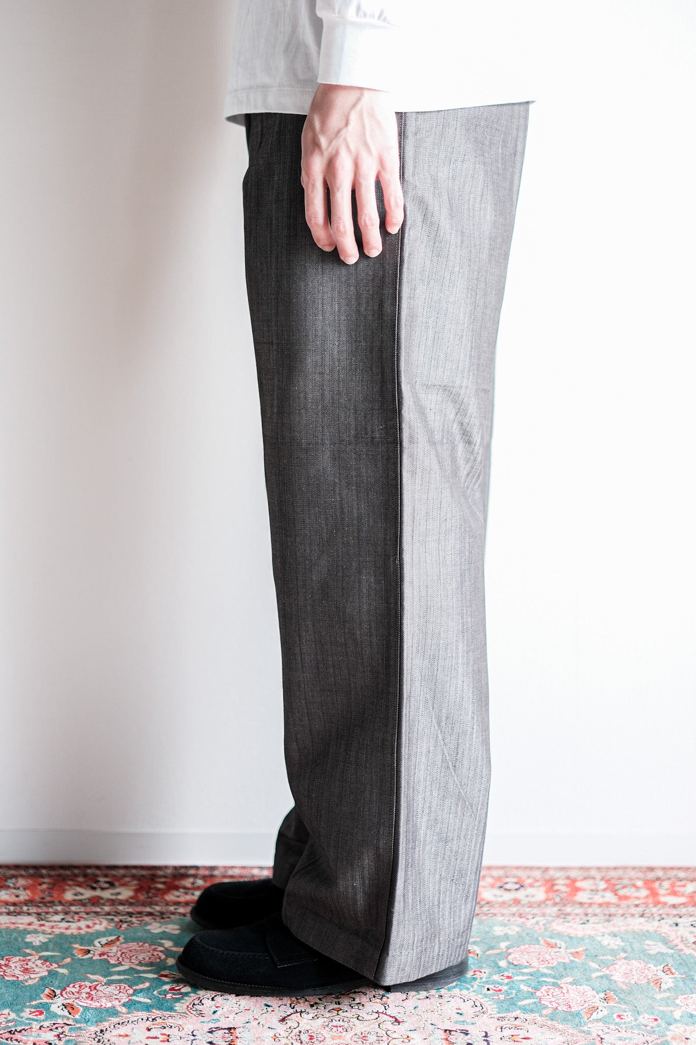 ［~30's］French Vintage Salt & Pepper Cotton HBT Work Pants “Dead Stock”