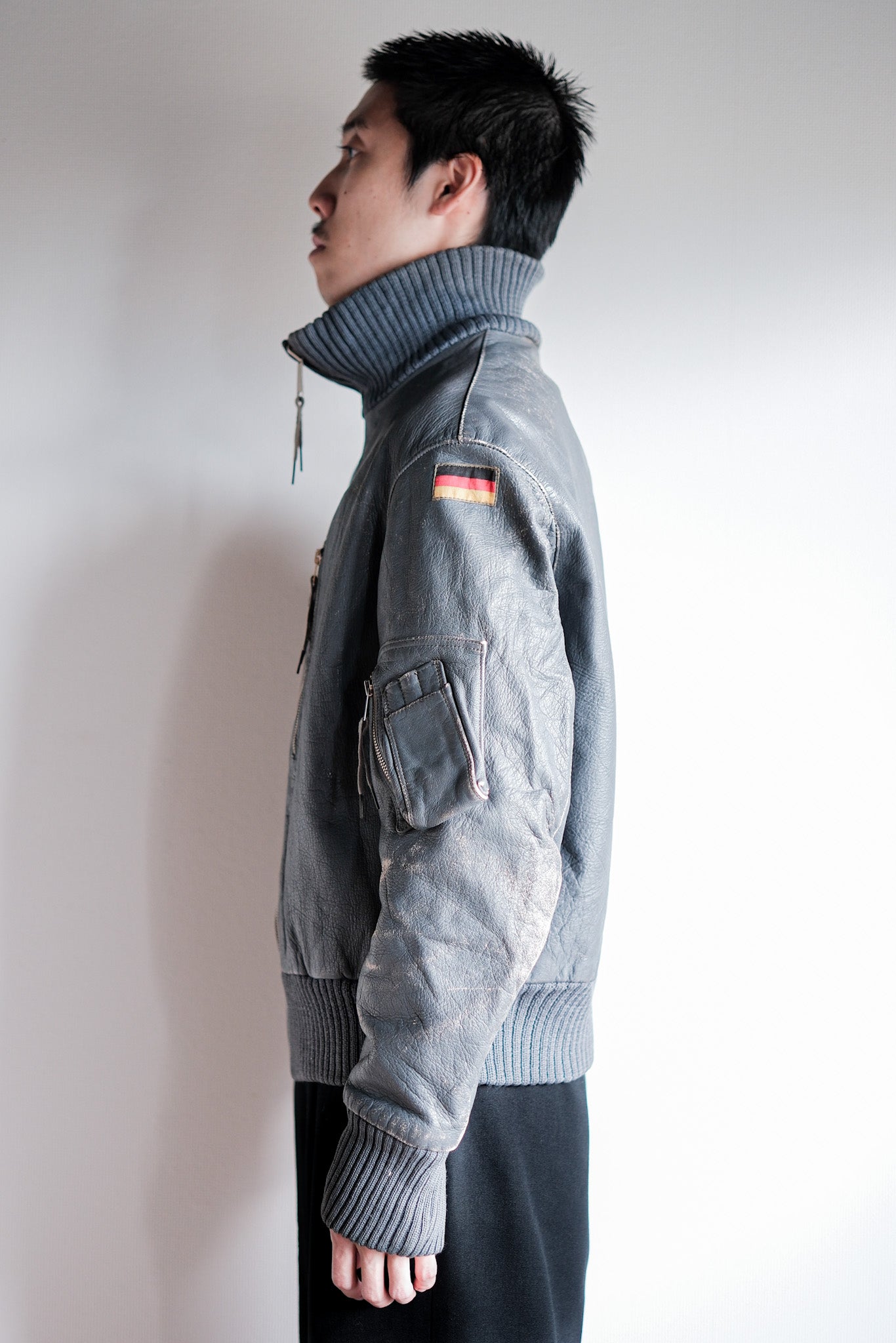 【~70’s】West German Air Force Pilot Leather Jacket Size.3