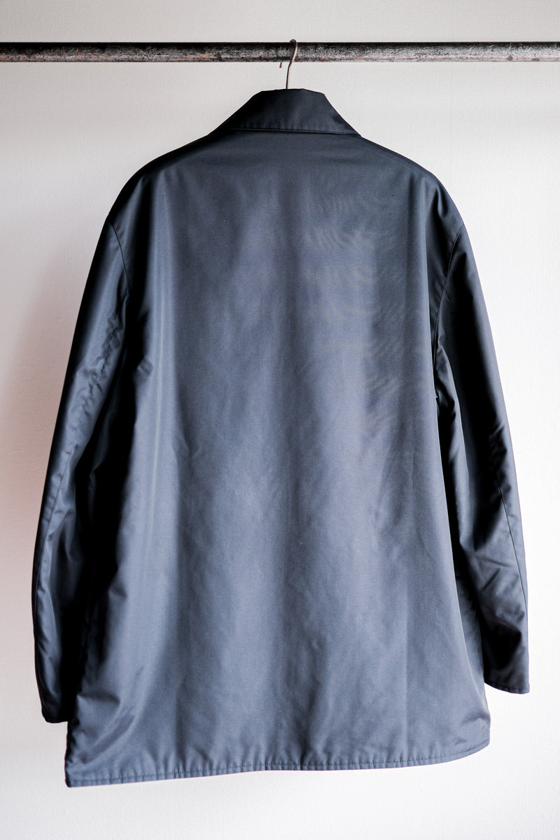 [~90's] Old Hermès Paris Navy Polyamide Half Coat Size.56