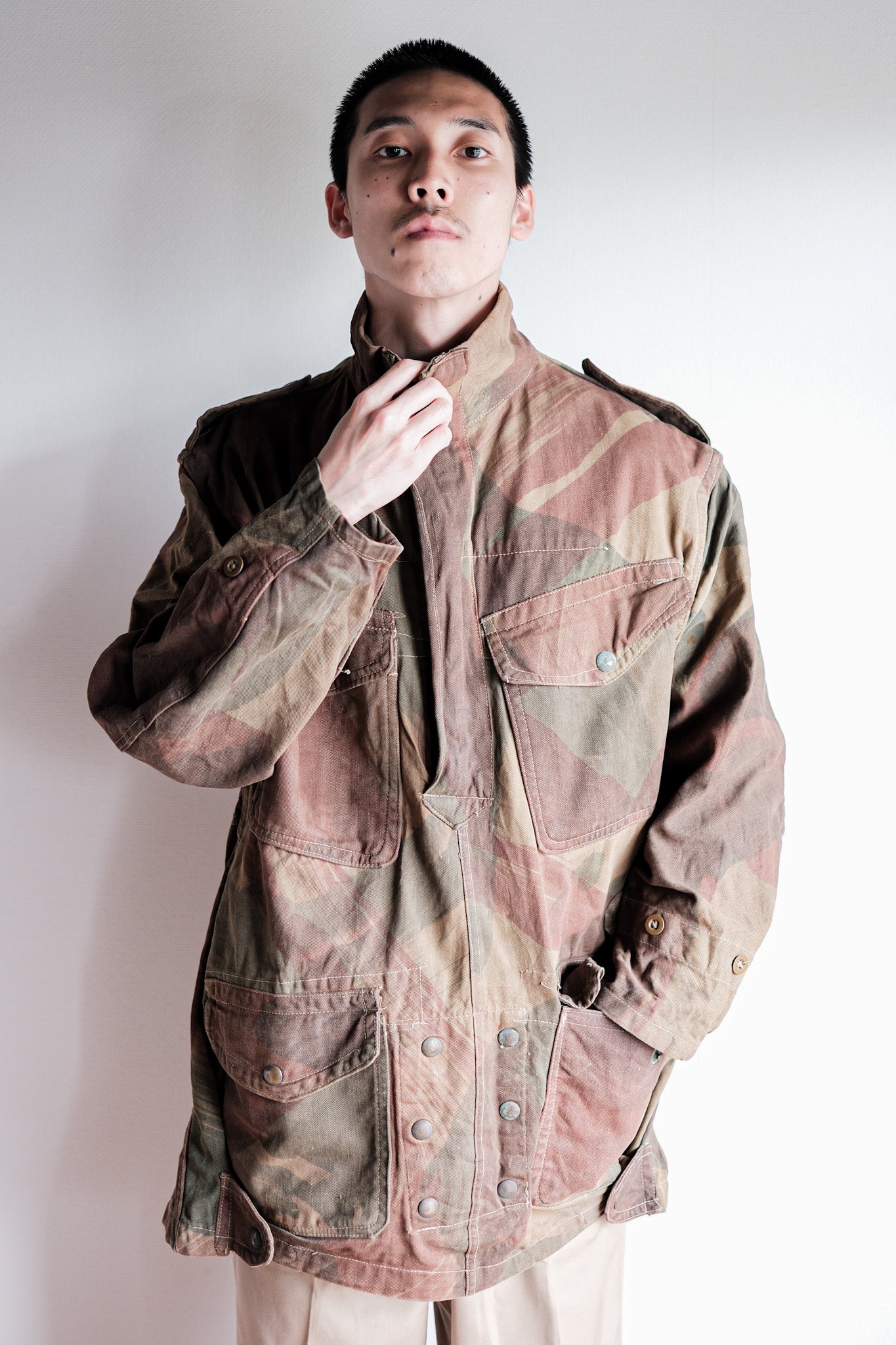 [~ 40's] WWⅡ British Army AIRBORNE TROOPS BRUSHSTROKE CAMOUFLAGE DENISON SMOCK "SAS"