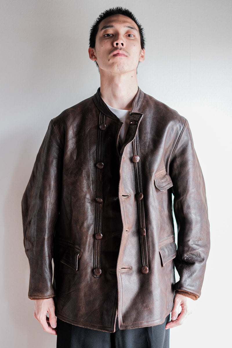 40's】Swedish Vintage Double Breasted Leather Jacket – VIEUX ET