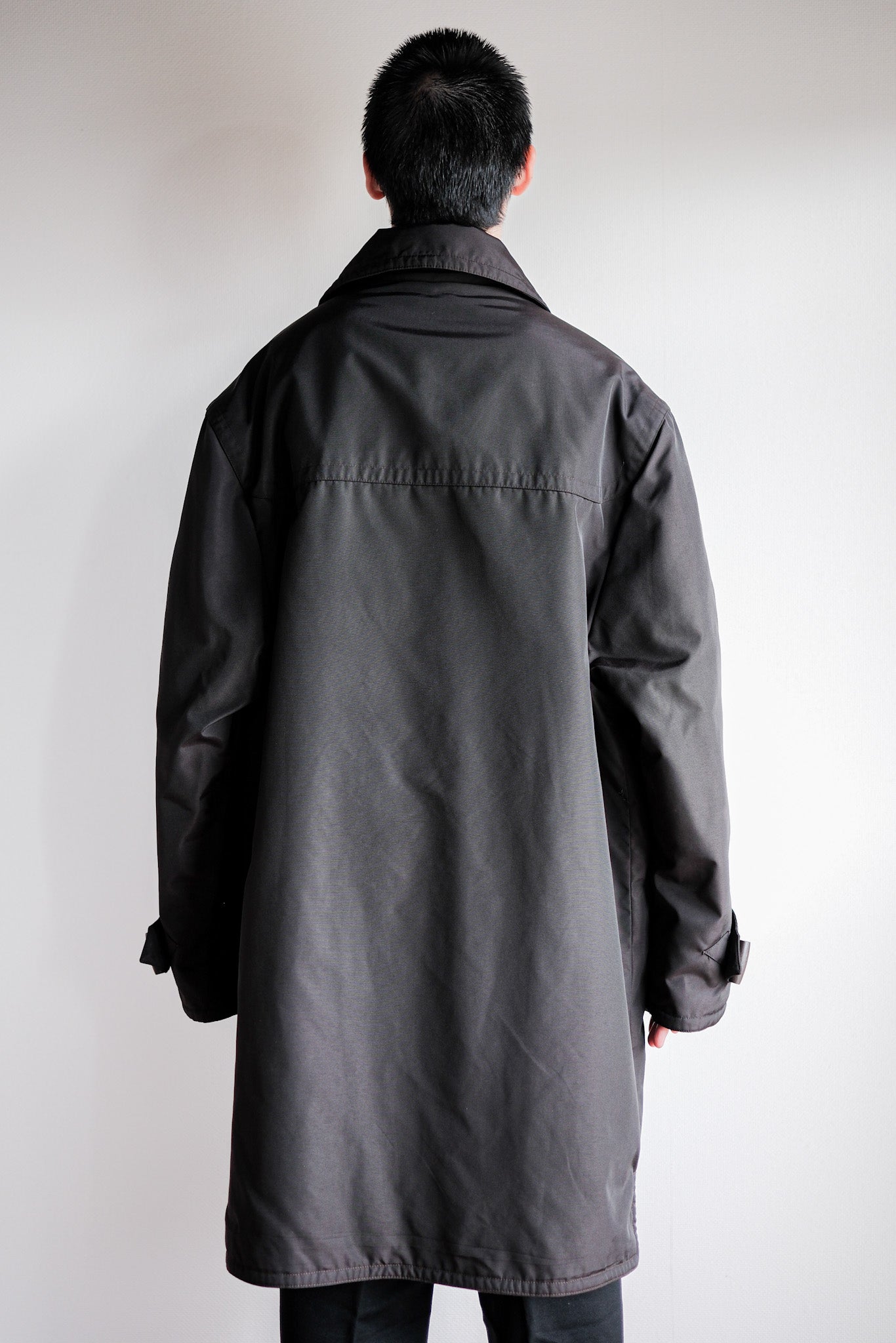 ［~90's］Old Hermès Paris Dark Brown Polyamide Duffle Coat Size.54