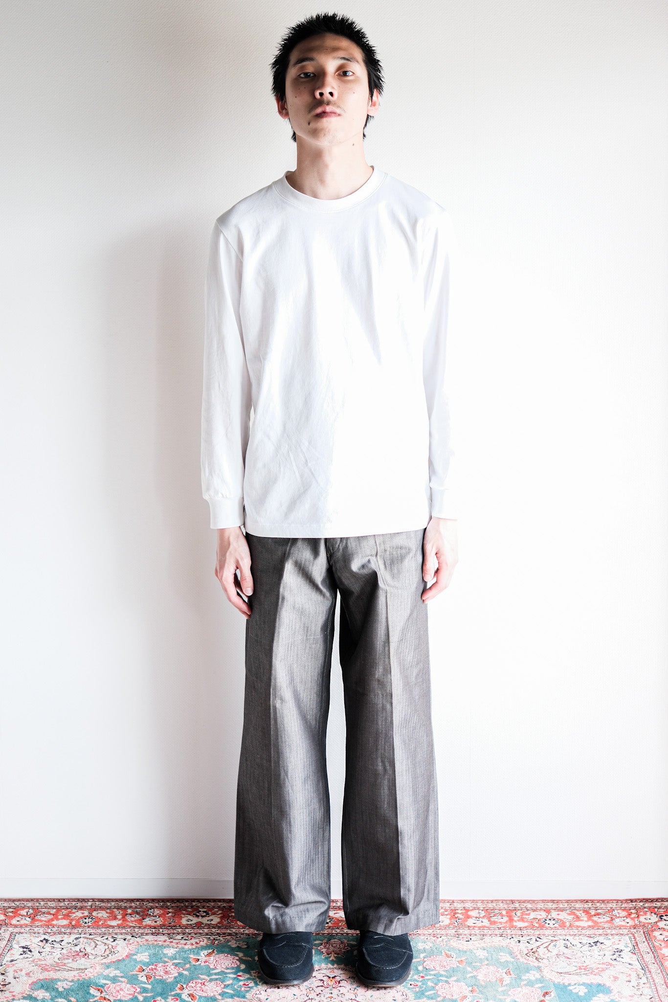 ［~30's］French Vintage Salt & Pepper Cotton HBT Work Pants “Dead Stock”