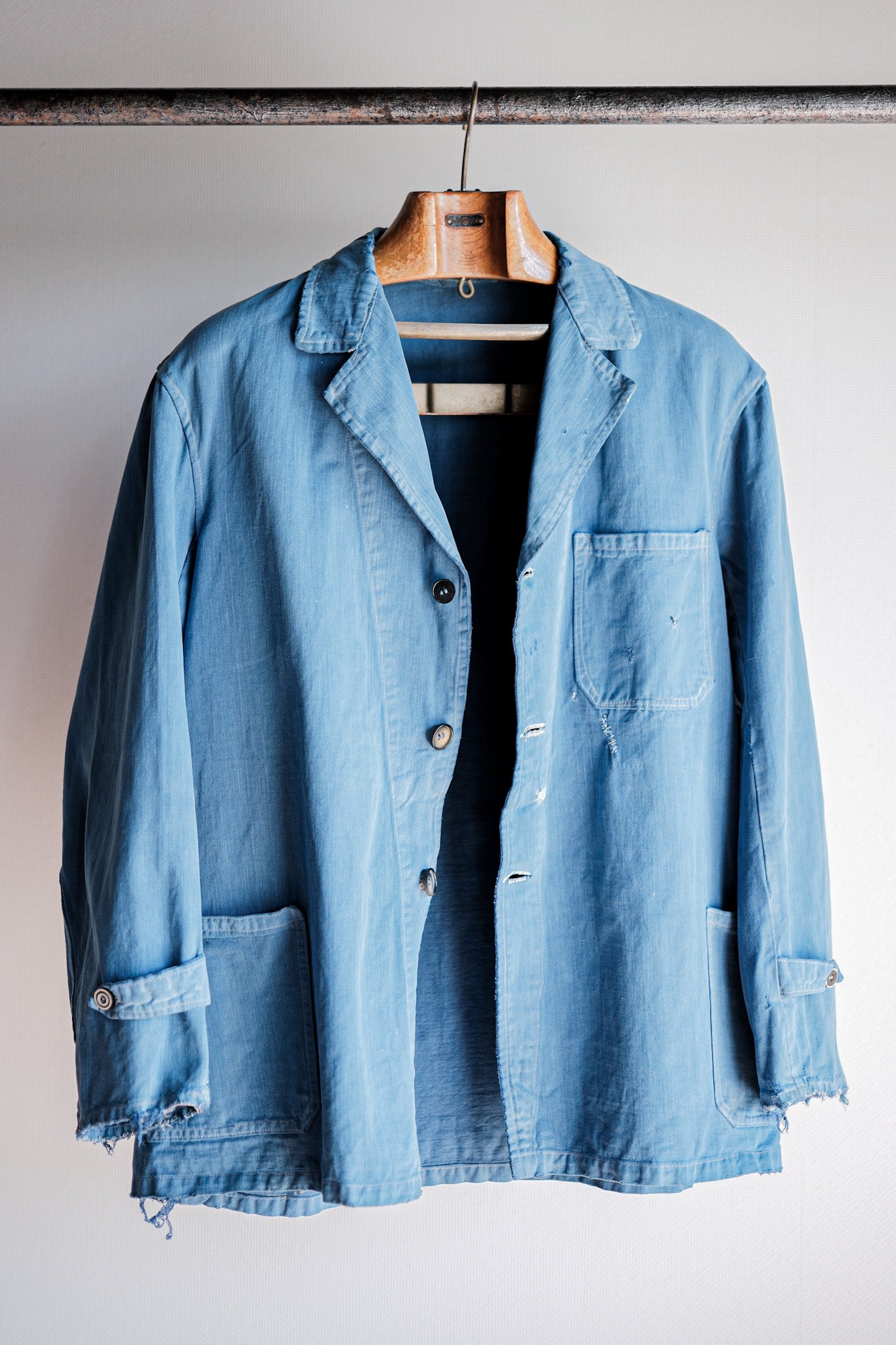 ［~40’s］French Vintage Indigo Cotton Twill Lapel Work Jacket