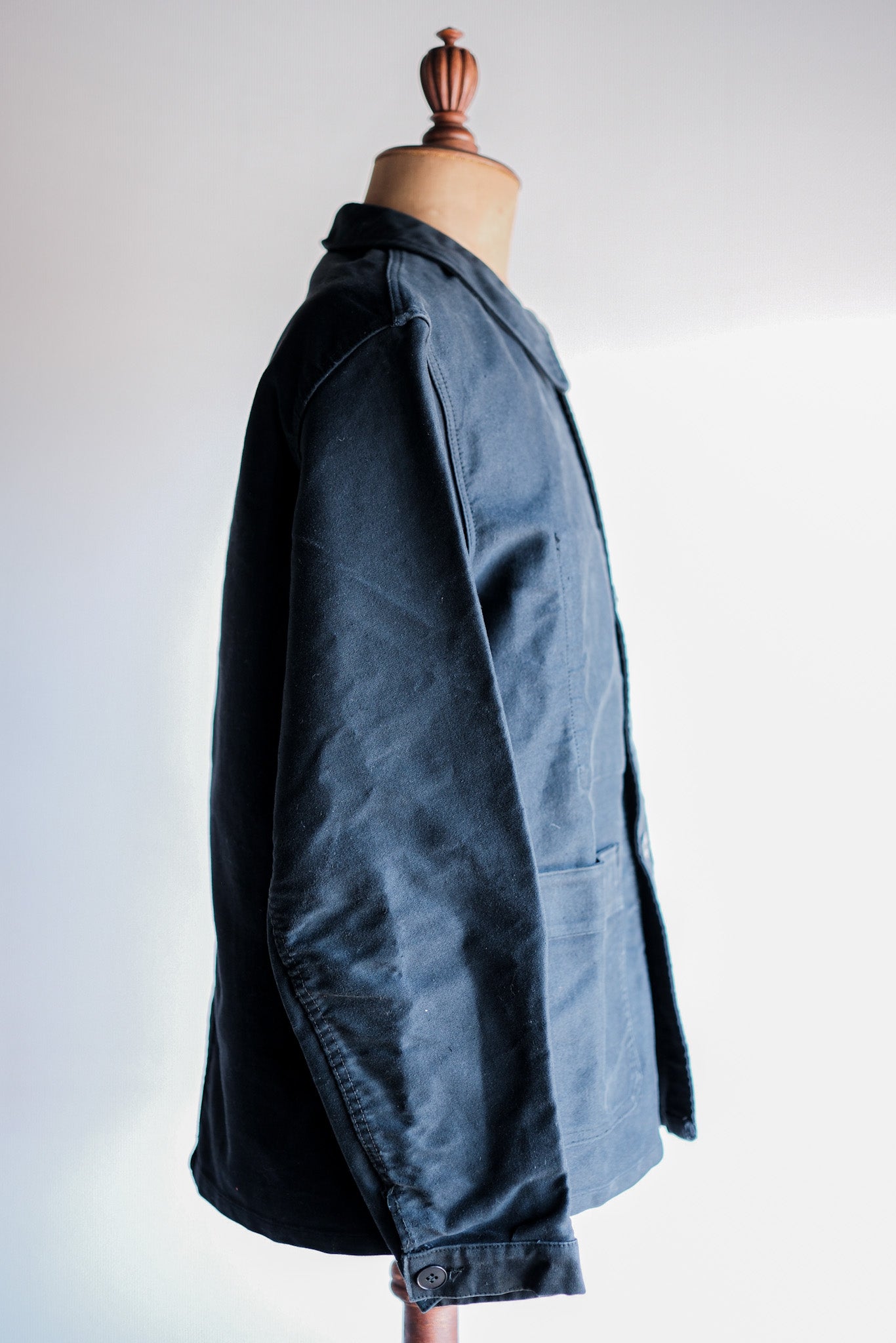 【~60's】French Vintage Black Moleskin Work Jacket "Le Mont St. Michel"