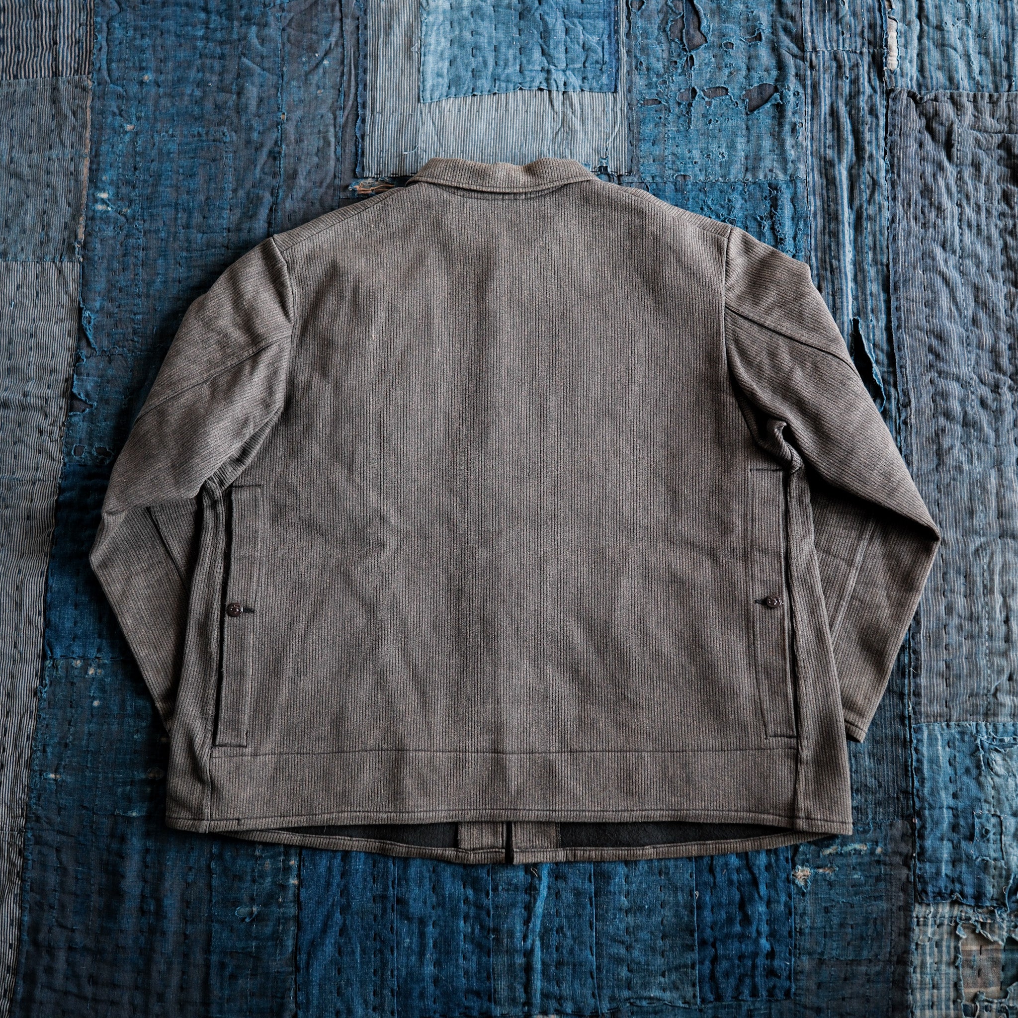 【~60's】French Vintage Brown Salt & Pepper Cotton Pique Hunting Jacket Size.56 "Le Mont St. Michel"
