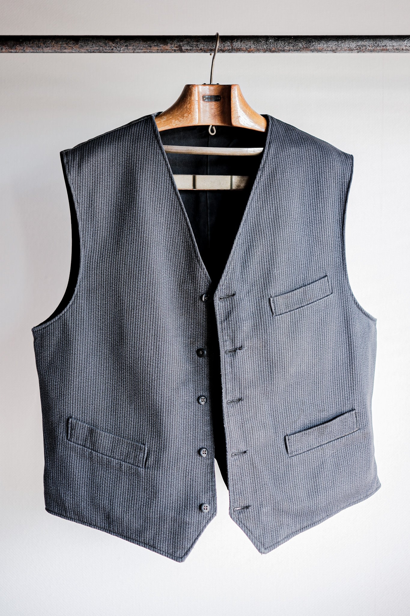 ［~60's］French Vintage Gray Cotton Pique Work Gilet