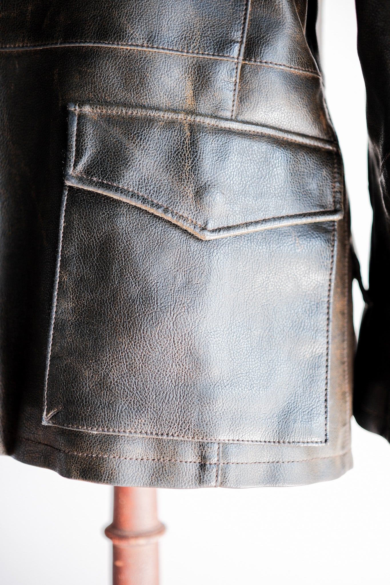【~90’s】Old ARMANI JEANS M-59 Type PVC Leather Jacket