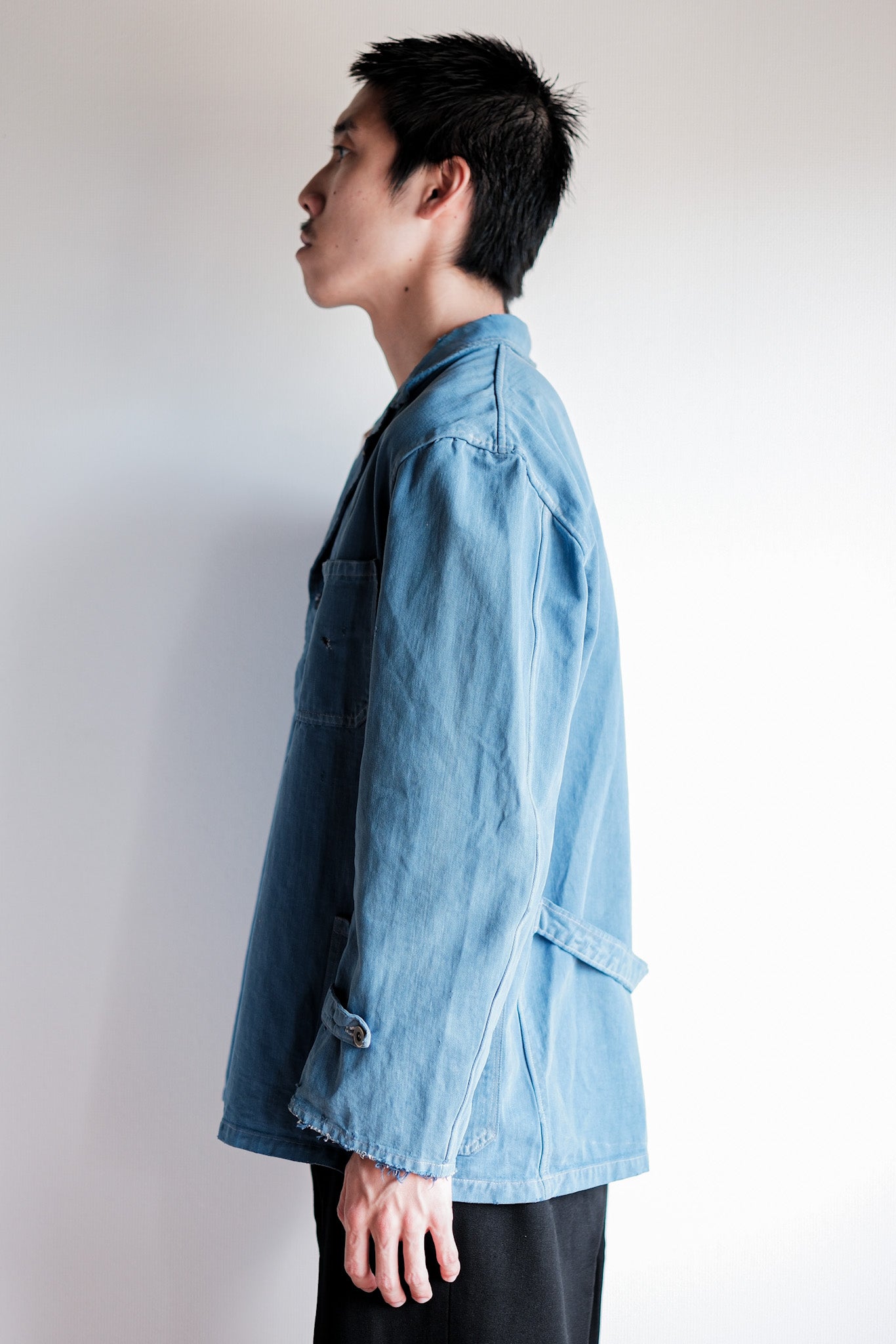 ［~40’s］French Vintage Indigo Cotton Twill Lapel Work Jacket