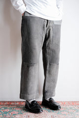 [~ 40's] French Vintage Grey Cotton Pique Work Ows "Patchwork"