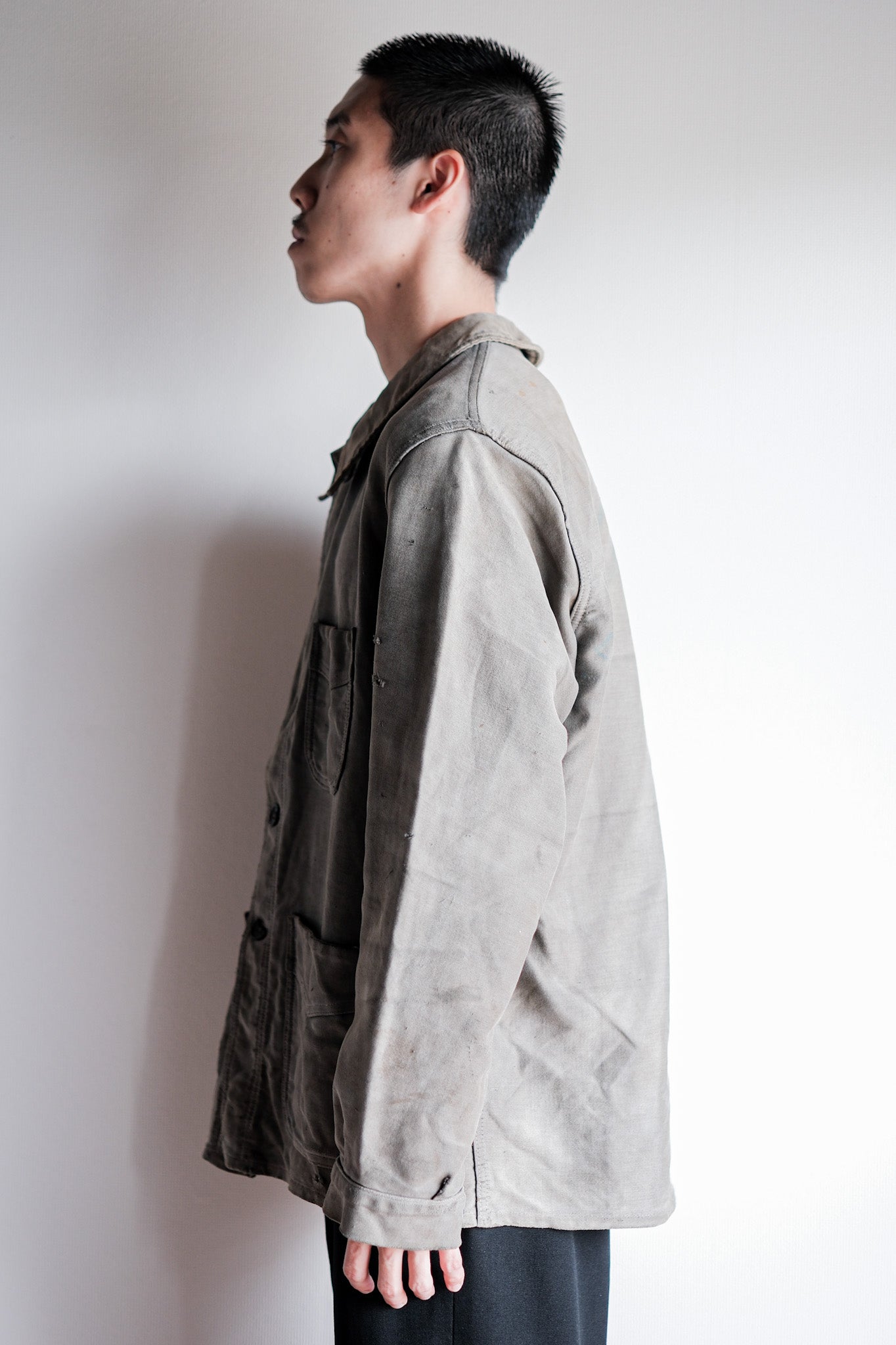 ［~40's］French Vintage Black Moleskin Work Jacket "Adolphe Lafont"