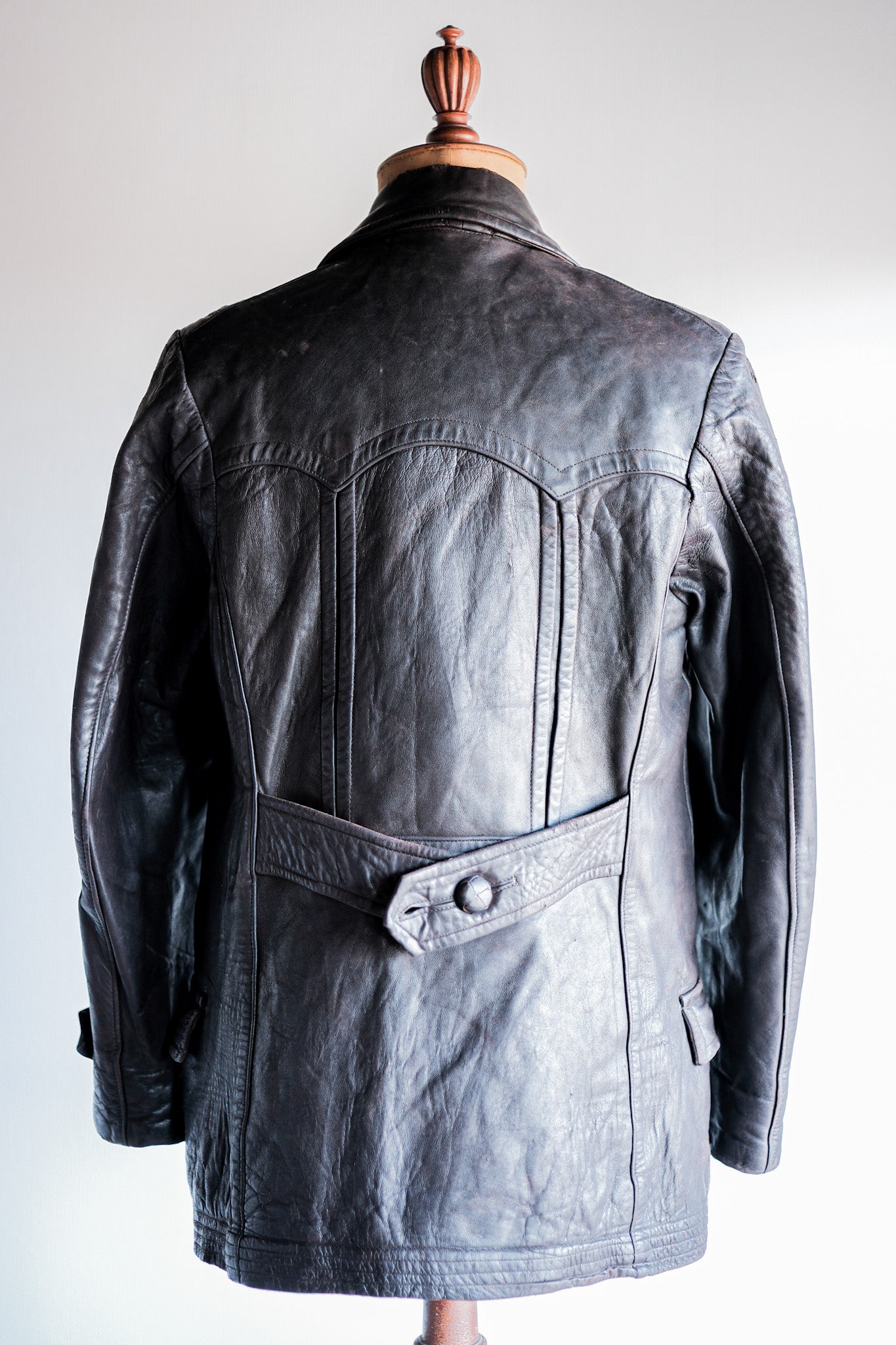 【~30's】German Vintage Double Breasted Motorcycle Leather Jacket