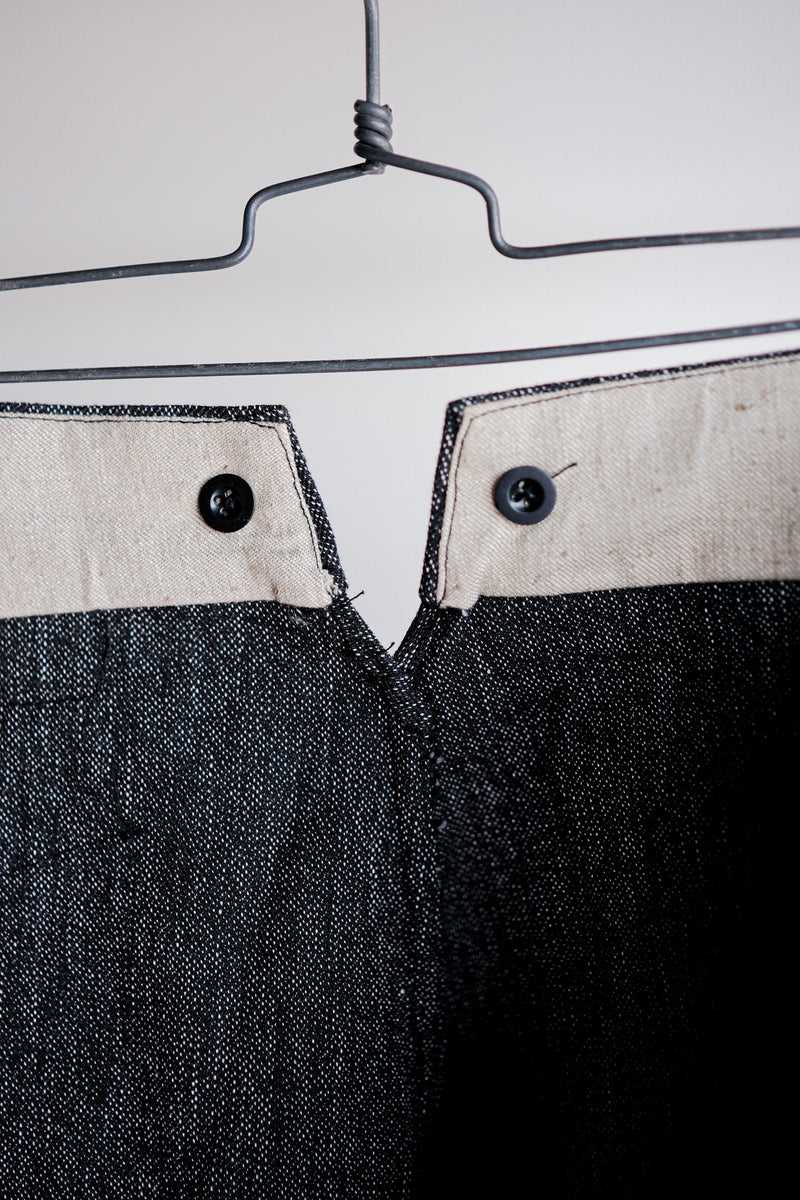 [~ 30's] French Vintage Black Chambray Work Pants "Dead Stock"