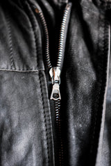 [~90's] Old Renoma Paris Black Leather Detachable Sleeve Multi Pocket Jacket Size.M
