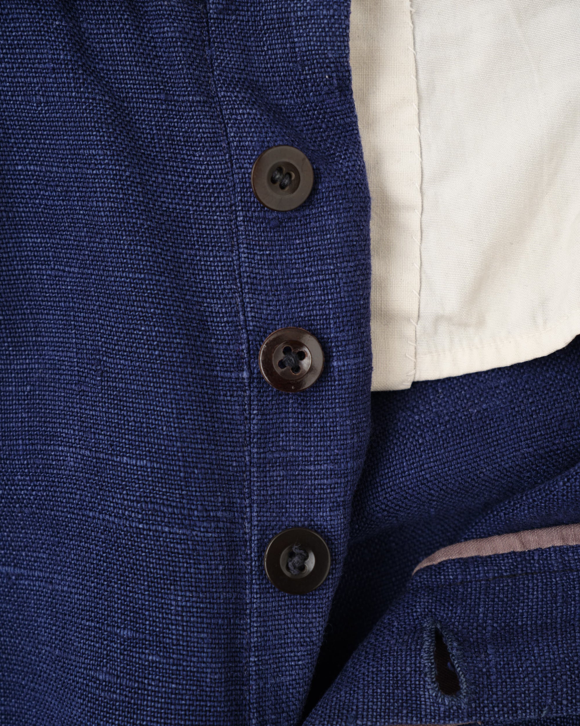 [~40's] French Vintage Indigo Hemp Linen Cross Belt Work Pants