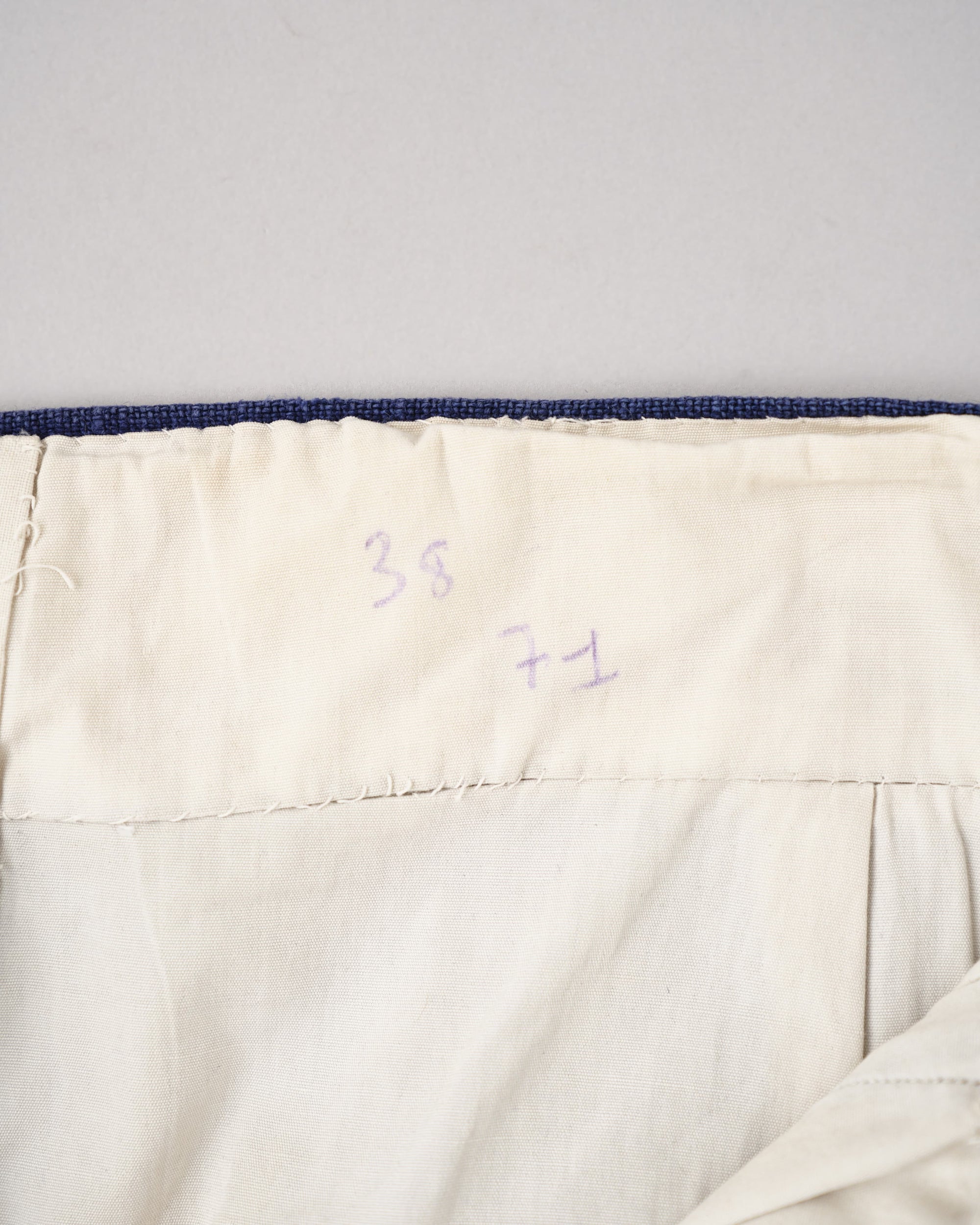 [~40's] French Vintage Indigo Hemp Linen Cross Belt Work Pants